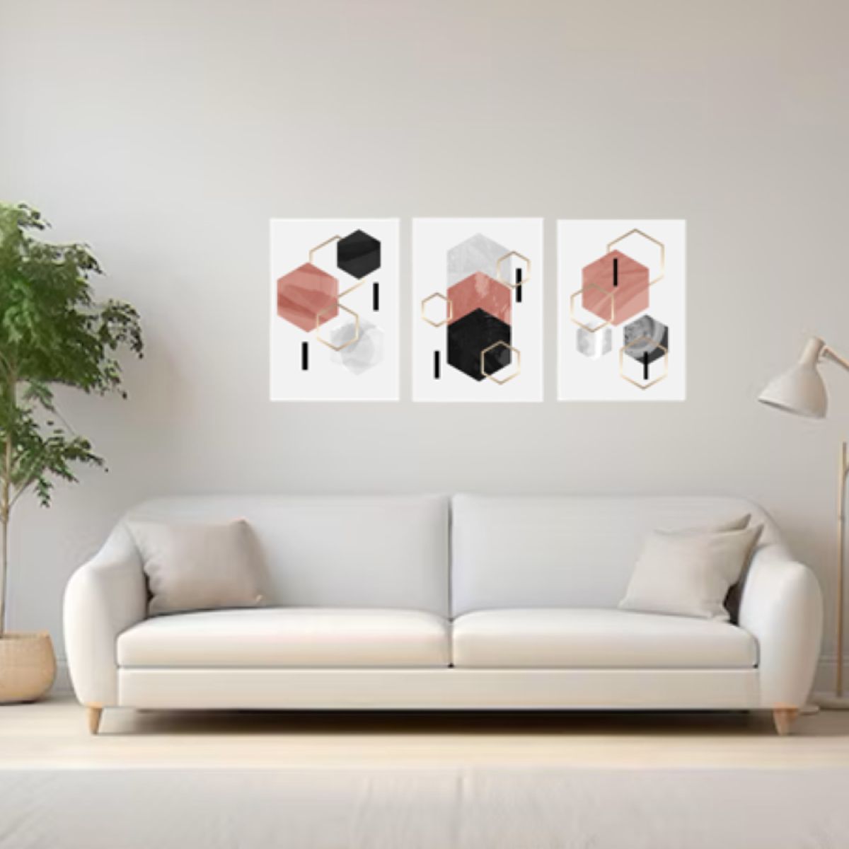 LOS REGALONES - Cuadro Canvas Imagen Abstracto Luz en lienzo Pack X3 Uds 30x50cm Cu
