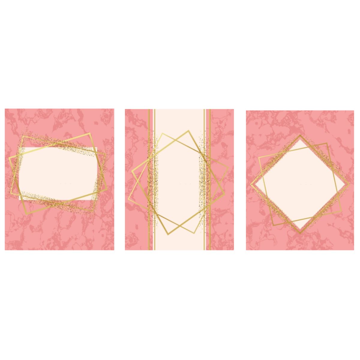 LOS REGALONES - Cuadro Canvas Imagen Abstracto Glam en lienzo Pack X3 Uds 30x50cm Cu