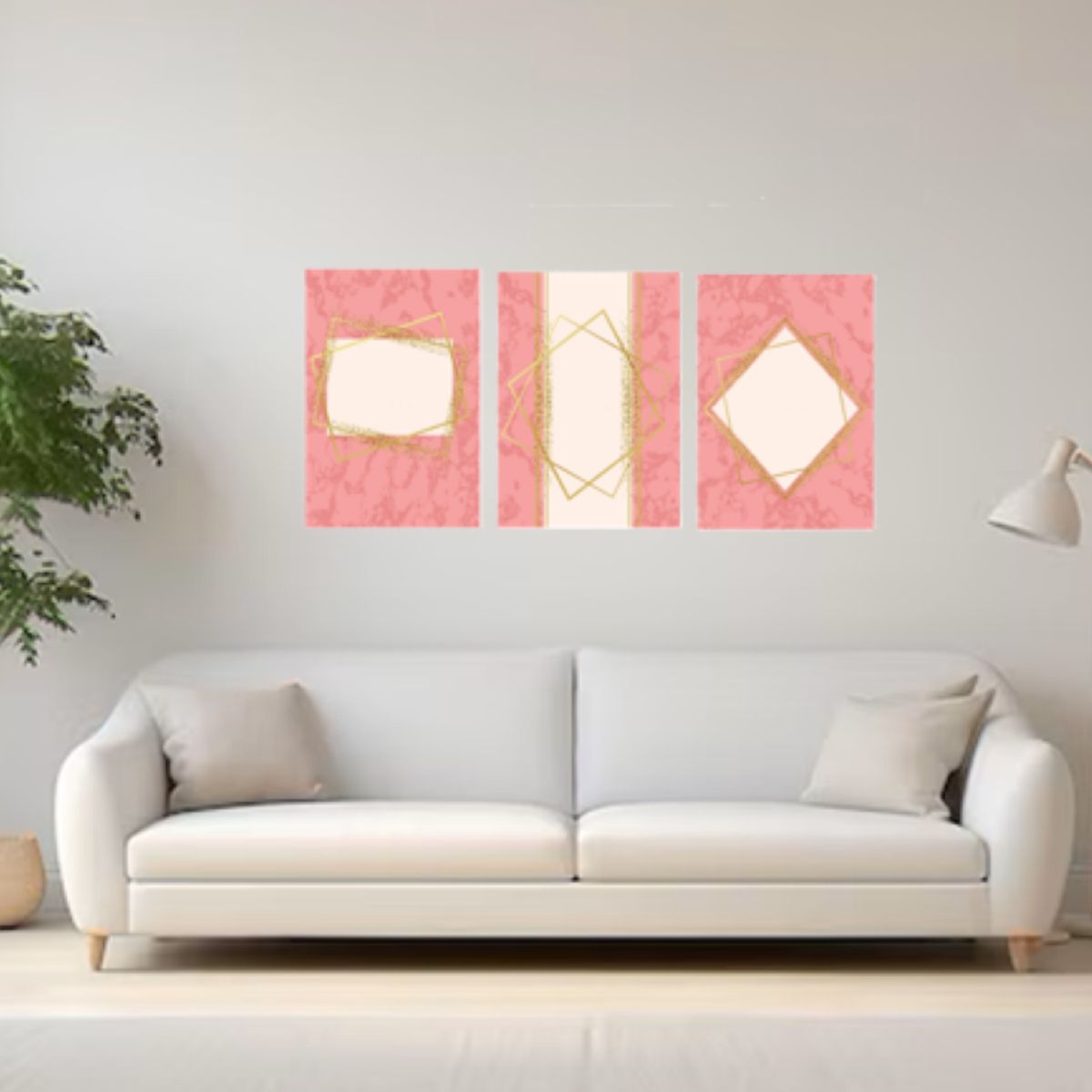 LOS REGALONES - Cuadro Canvas Imagen Abstracto Glam en lienzo Pack X3 Uds 30x50cm Cu