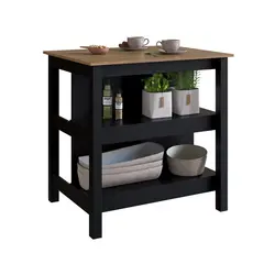 DF HOME - Mueble Isla para Cocina Emovell Castaño Negro B125074