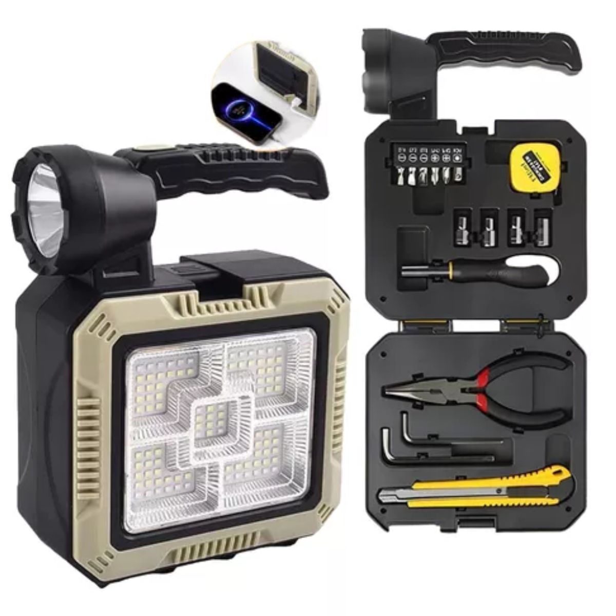 GAMEGENIC - Linterna Led Solar Recargable Con Kit De Herramientas