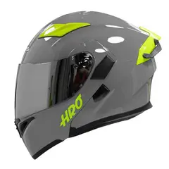 HRO - Casco Moto 3400dv solid gris brillo Abatible Sun Visor Certificación Dot TALLA L