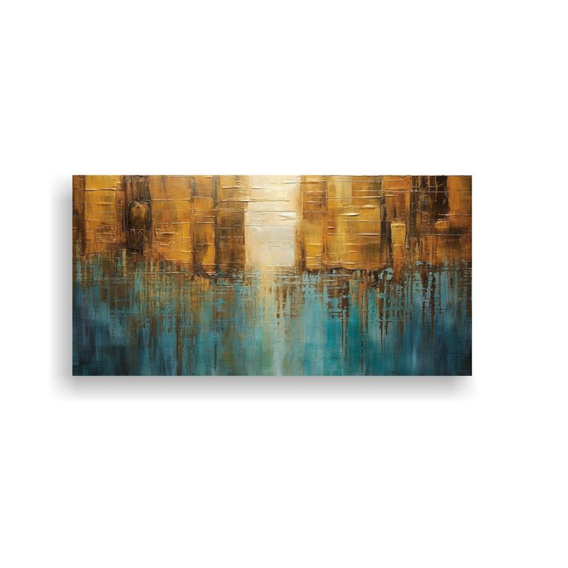 GENERICO - Cuadro Azul Con Amarillo Y Marrón Para 100x50 Cm