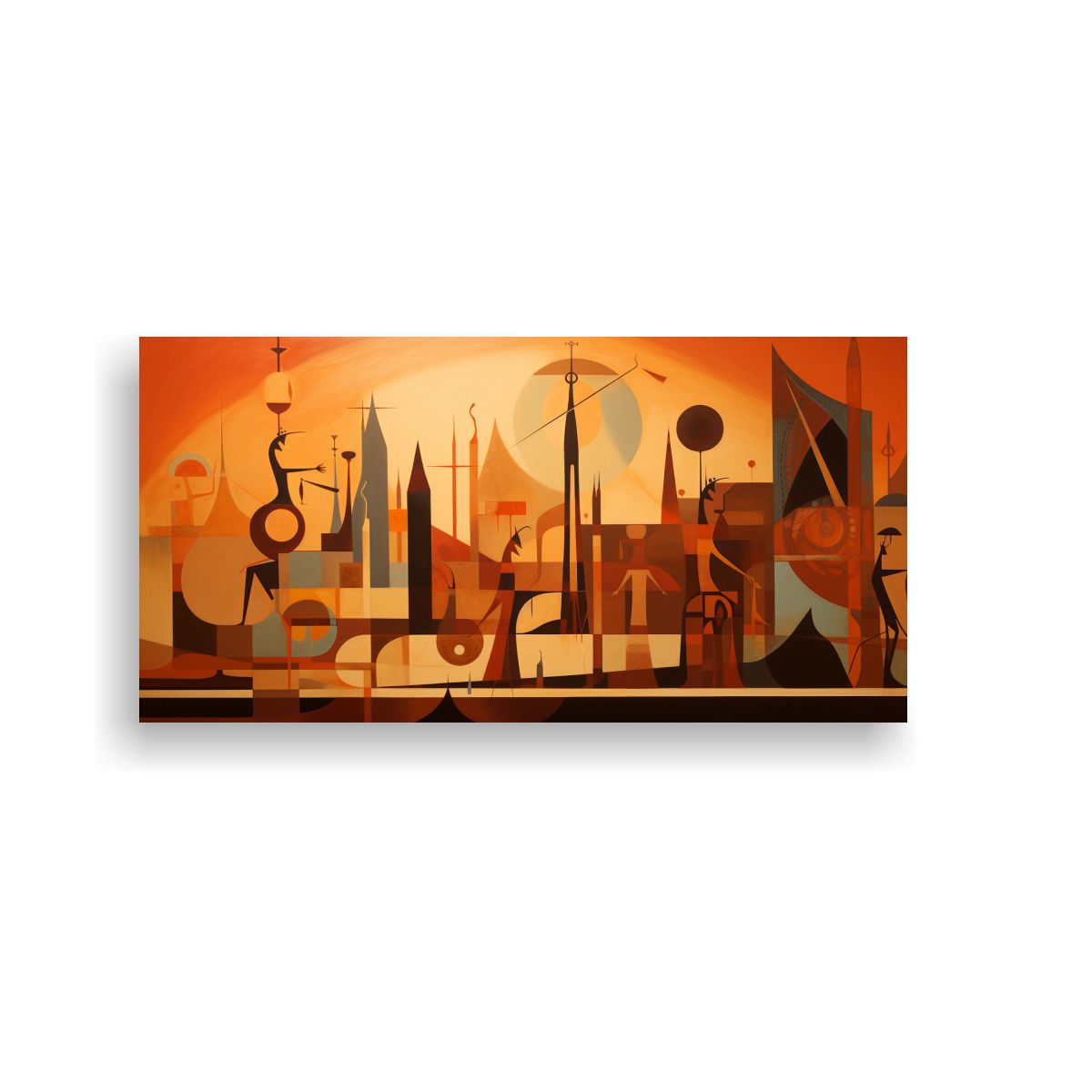 GENERICO - Pintura Mural Egipcia Moderna En Tonos Abstractos 60x30 Cm