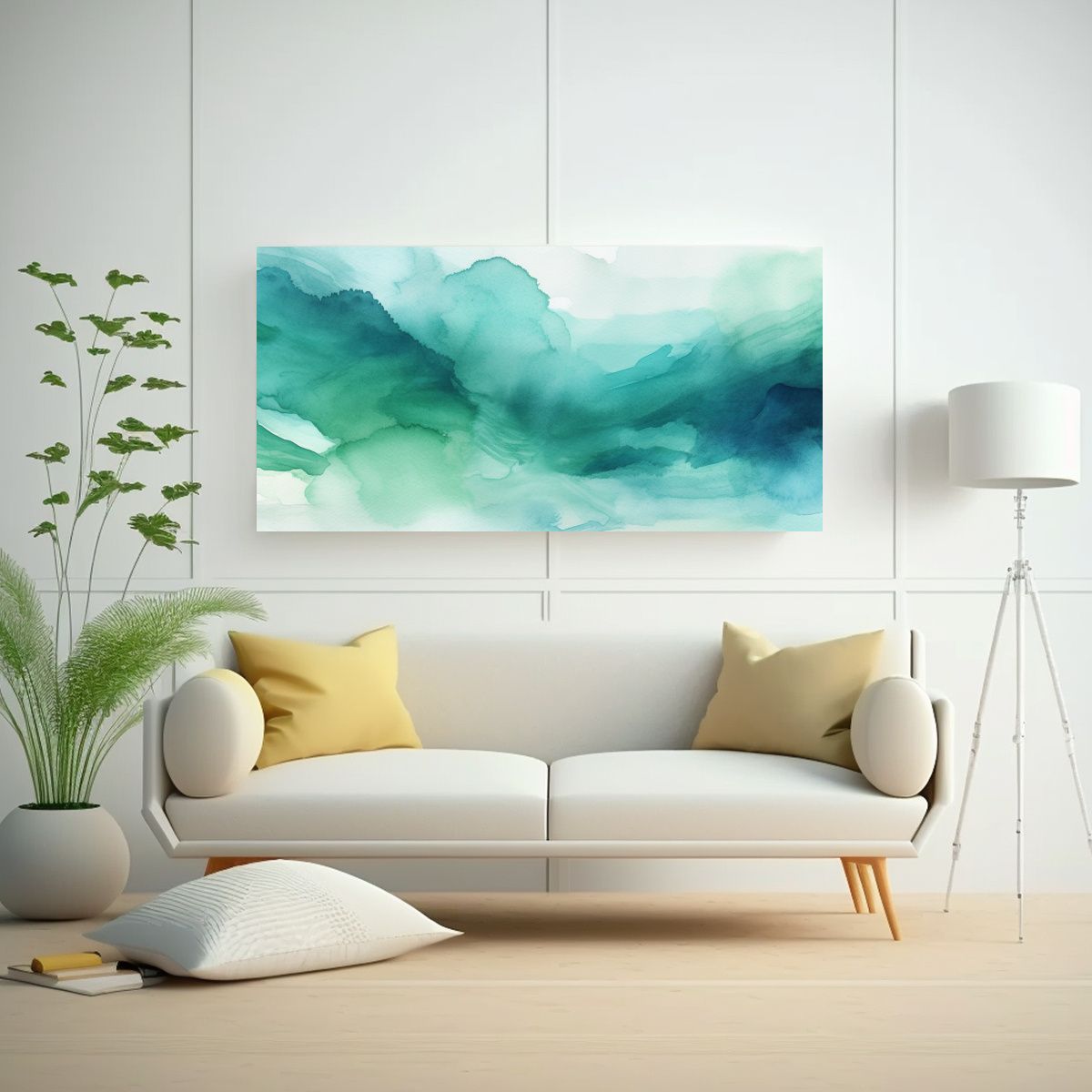 GENERICO - Pinturas Abstractas Acuarela Minimalista En Tonos 100x50 Cm