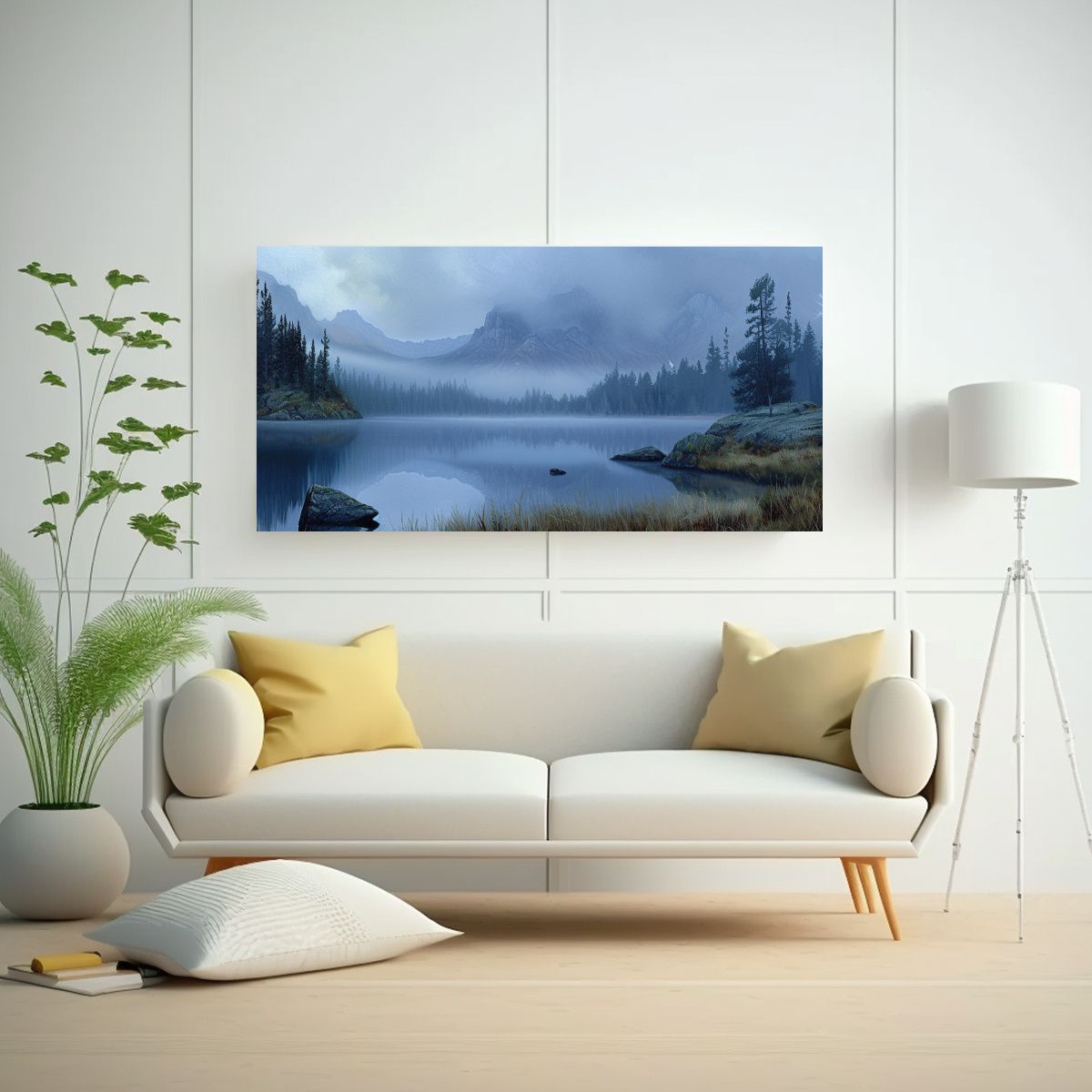 GENERICO - Pinturas Lienzo Tela Paisaje Montañas Lago 80x40 Cm