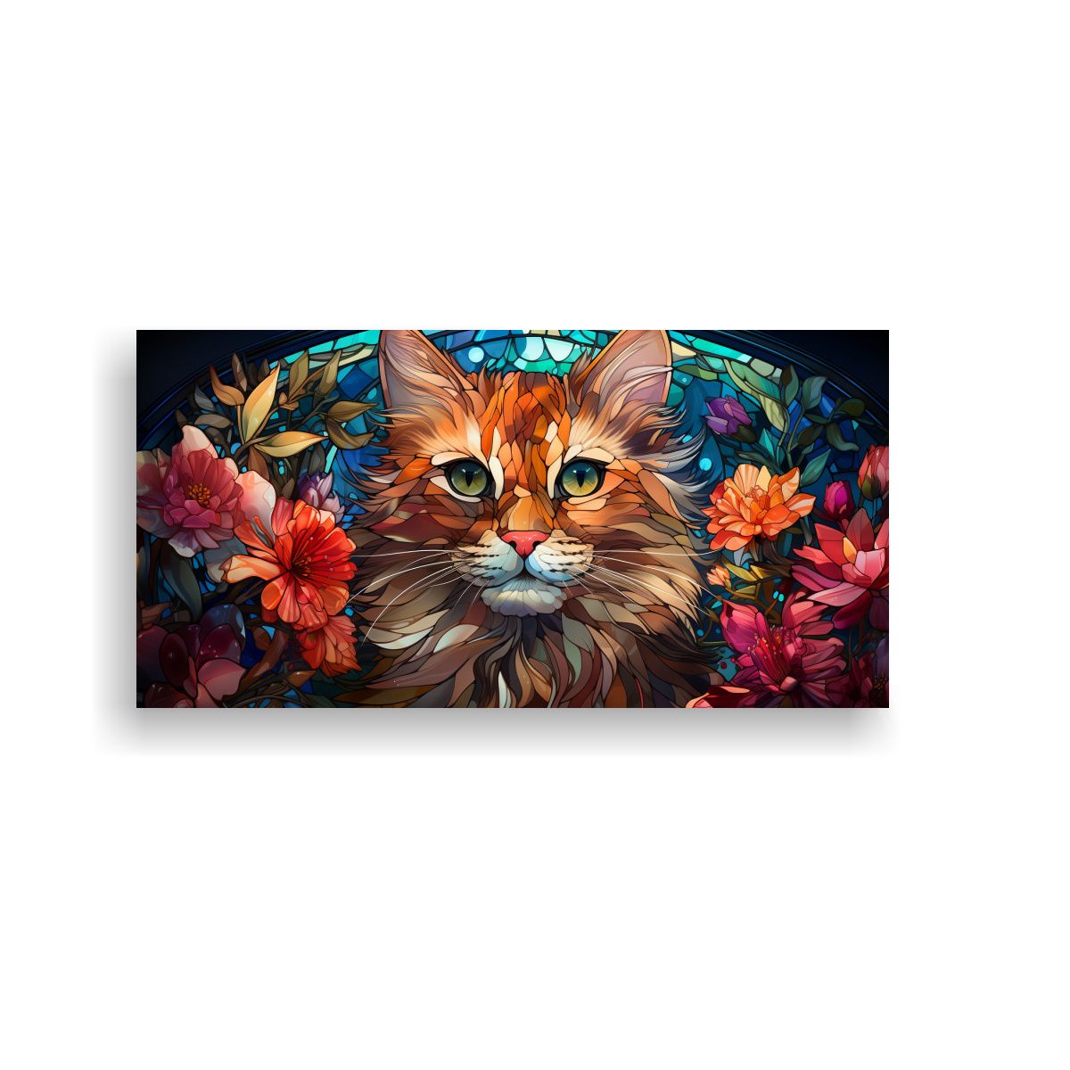 GENERICO - Ventana De Cristal Manchado Digital Con Gato 100x50 Cm