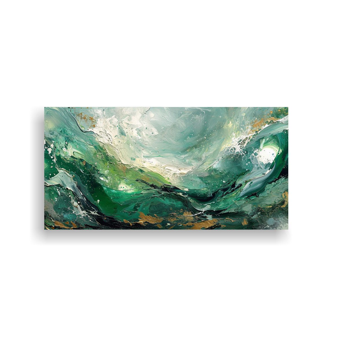 GENERICO - Pintura Abstracta En Tonos Verdes Y Blancos Para 100x50 Cm
