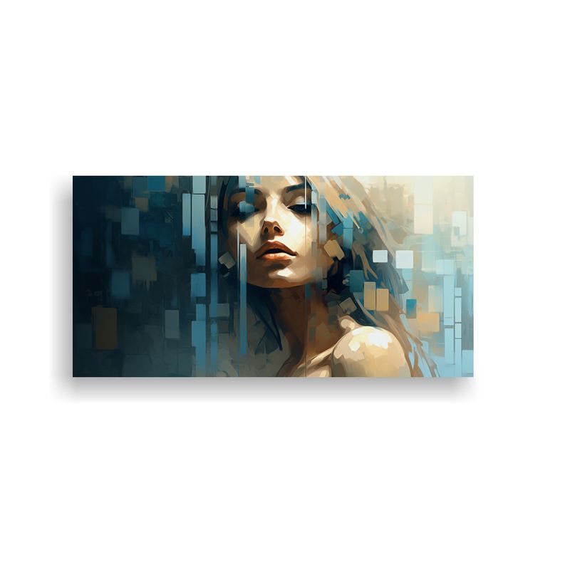 GENERICO - Pintura Abstracta En Tonos Marrones Y Azules 80x40 Cm