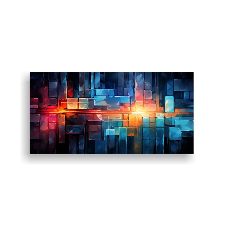 GENERICO - Cuadro Abstracto Moderno Con Diseño AI En Forma 100x50 Cm