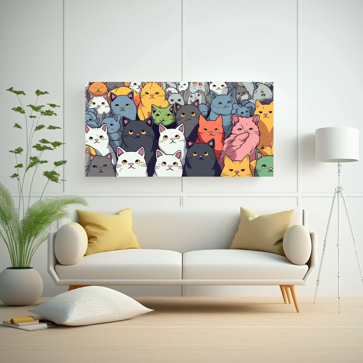 GENERICO - Pinturas Decorativas Estilo Cómic De Gatos En 100x50 Cm