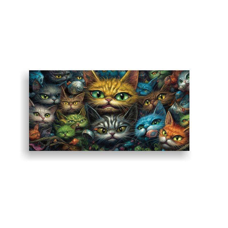 GENERICO - Pintura Al Estilo óleo De Varios Gatos Con Ojos 60x30 Cm