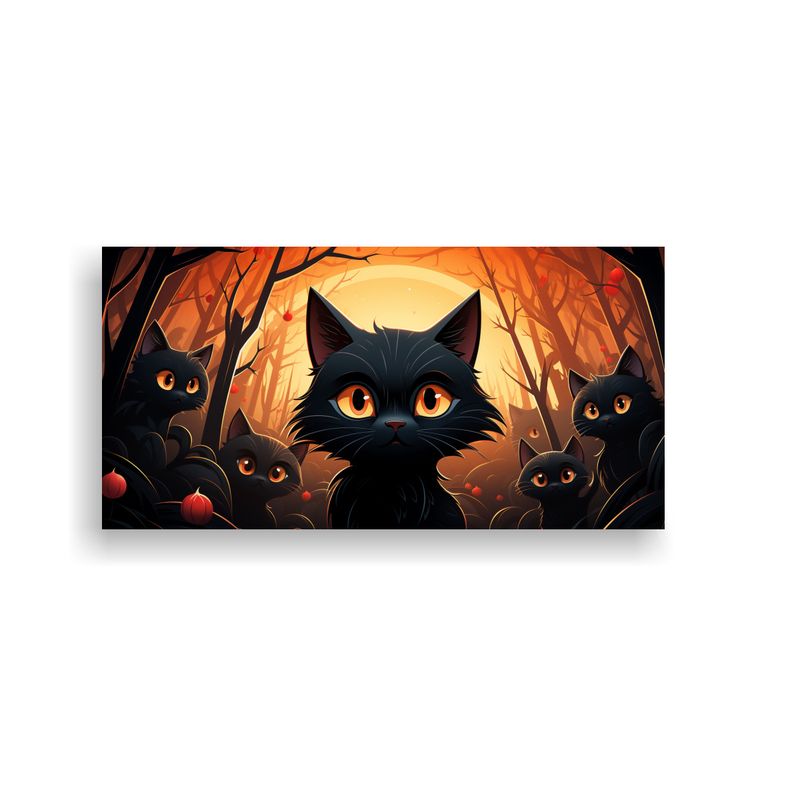 GENERICO - Lienzo Arte Abstracto Con Patrón De Gato Negro 60x30 Cm