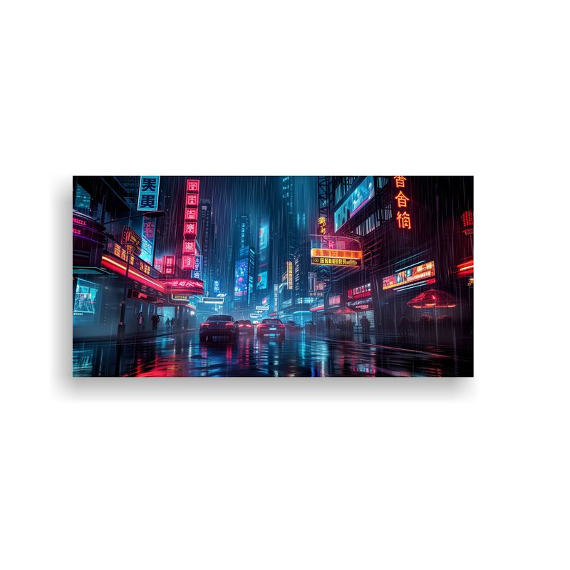 GENERICO - Cuadros Surrealistas Ciudad Scifi Con Letreros 60x30 Cm