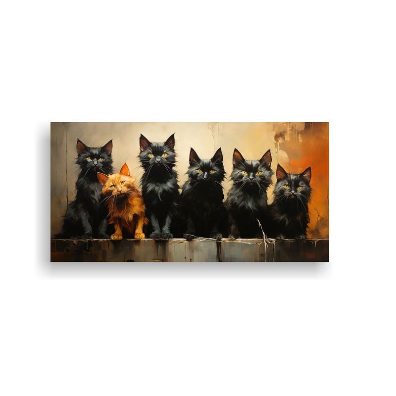 GENERICO - Cuadro Fotografía Gatos Negros Creativos En Pila 80x40 Cm