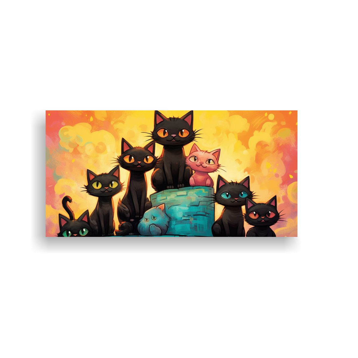 GENERICO - Pintura Decorativa De Alta Resolución Gatos 80x40 Cm