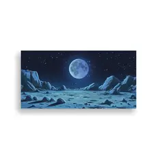 GENERICO - Pintura En Bastidor Efecto Visual De Luna En 60x30 Cm