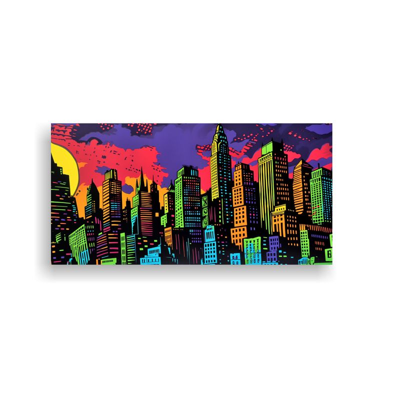 GENERICO - Cuadro En Bastidor Perspectiva Gotham City Años 60x30 Cm