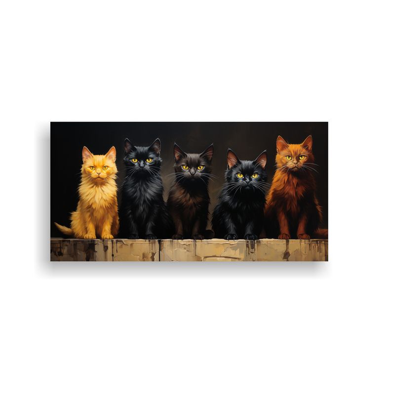 GENERICO - Pintura Abstracta De Gatos Negros En Una Pila 60x30 Cm