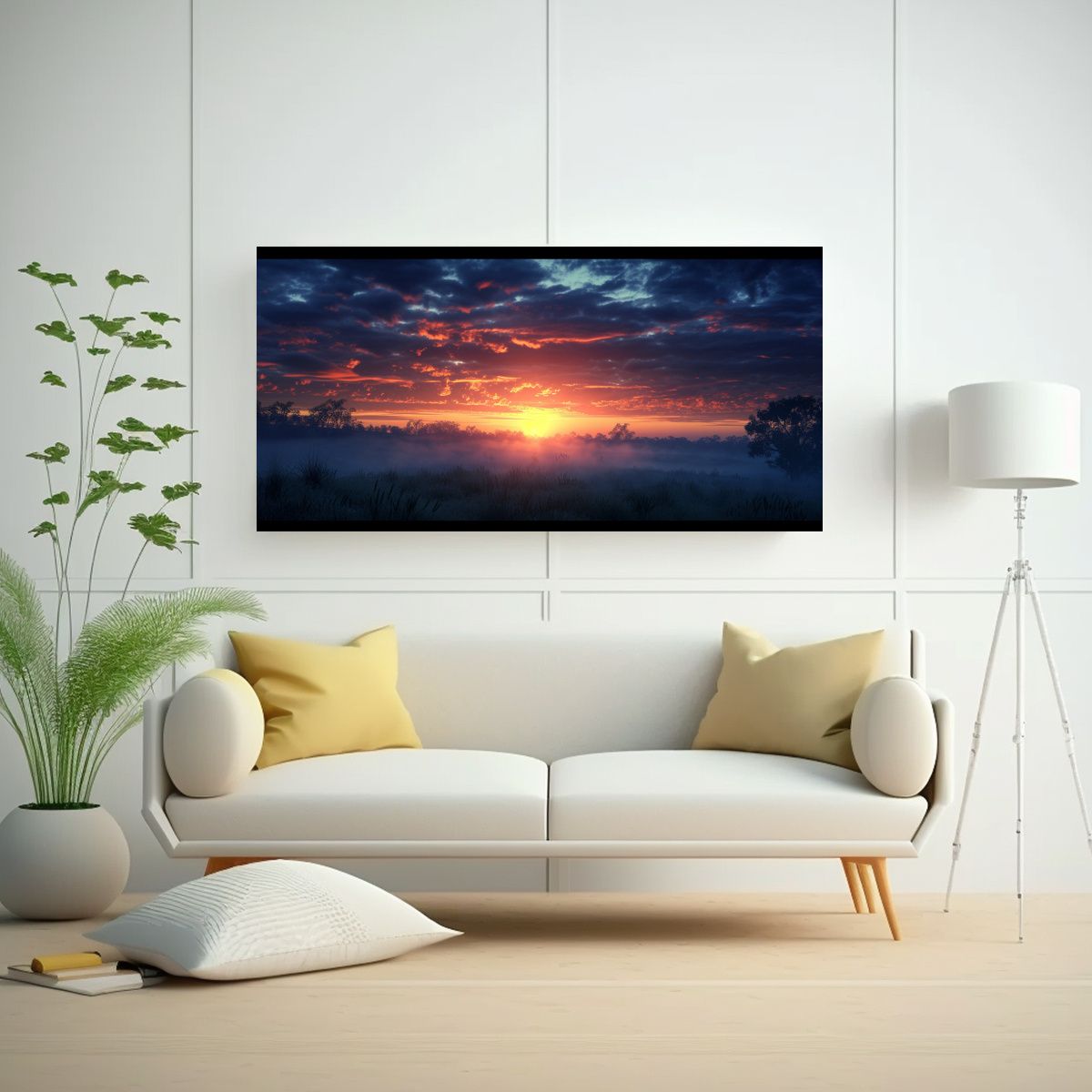 GENERICO - Cuadro Decorativo Abstracto Simétrico Amanecer 80x40 Cm