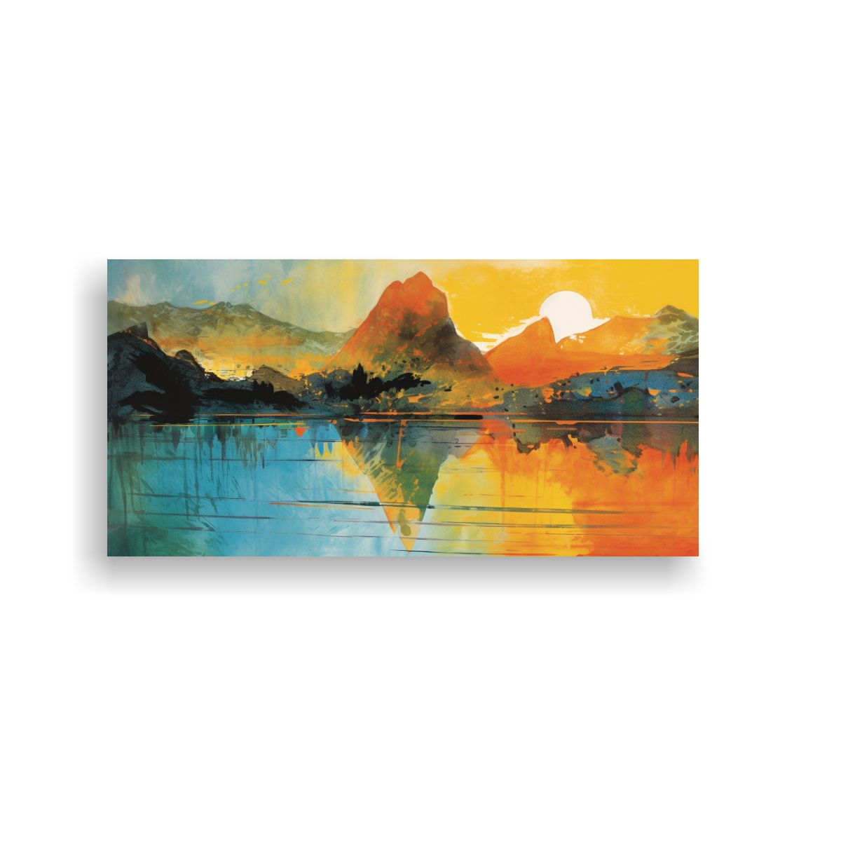 GENERICO - Pintura De Paisaje Montañoso En Acuarela De 80x40 Cm