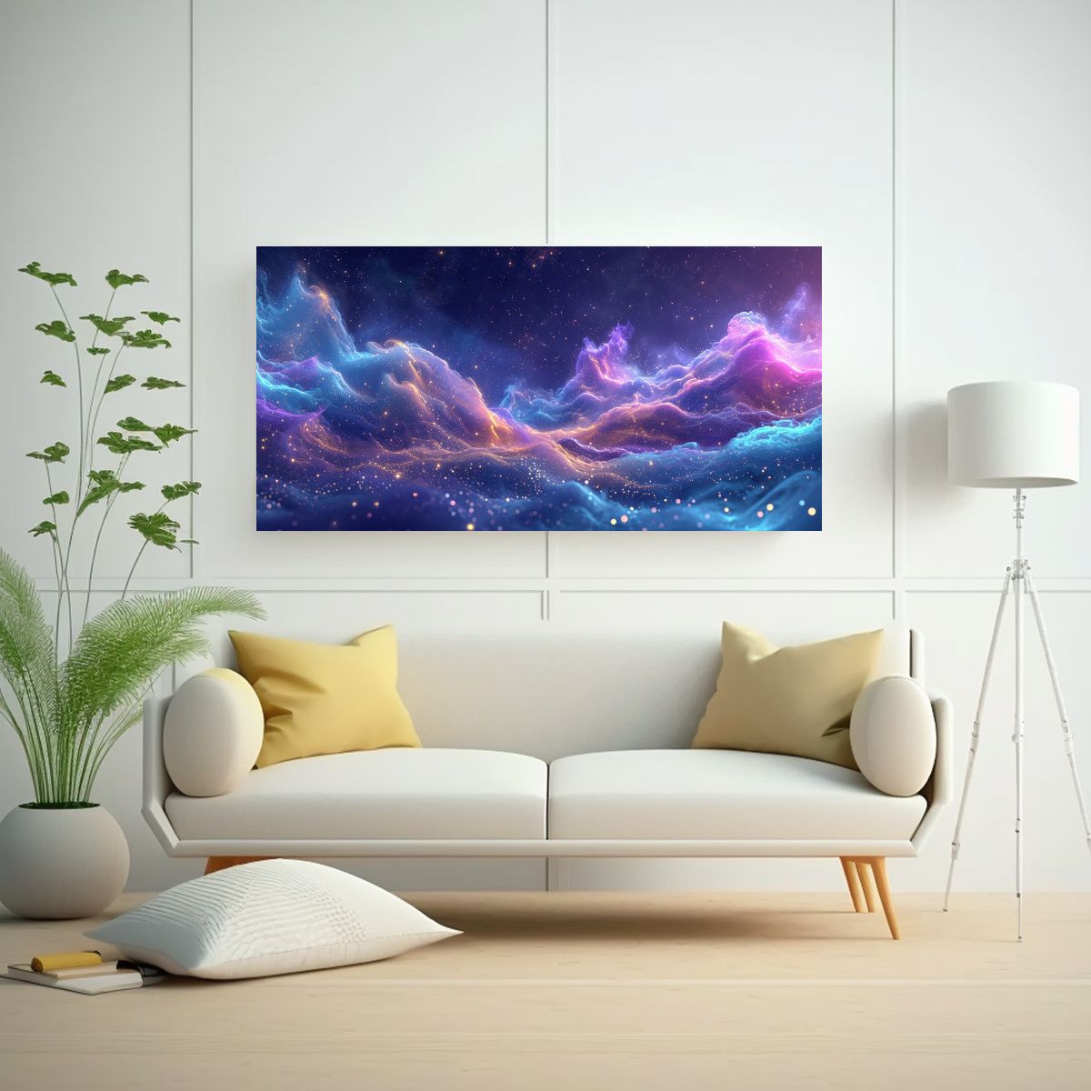 GENERICO - Pintura Tela Azul Claro Temática Vida Y Futuro 100x50 Cm