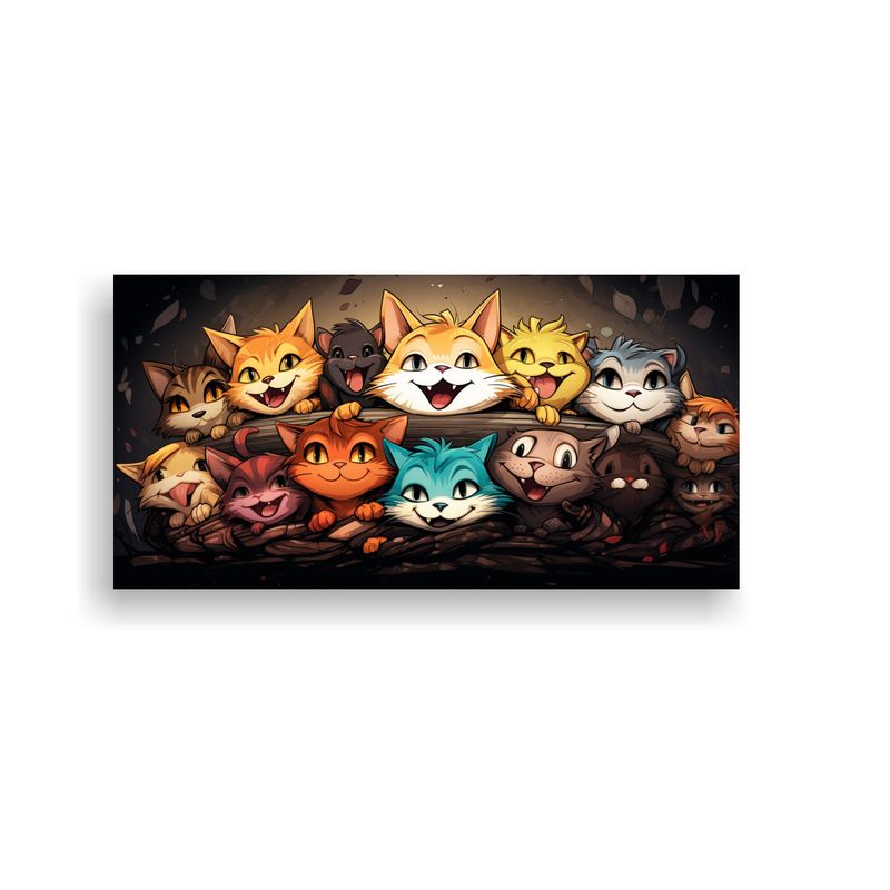 GENERICO - Cuadro Tela Gatitos Protagonistas En Colores En 60x30 Cm