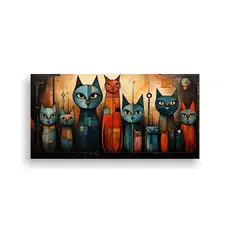 GENERICO - Arte De Pared Impreso Expresividad Gatos Mundo 60x30 Cm