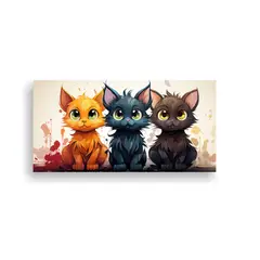 GENERICO - Lienzo De Tela Abstracción Amigos Gato Diseño 60x30 Cm