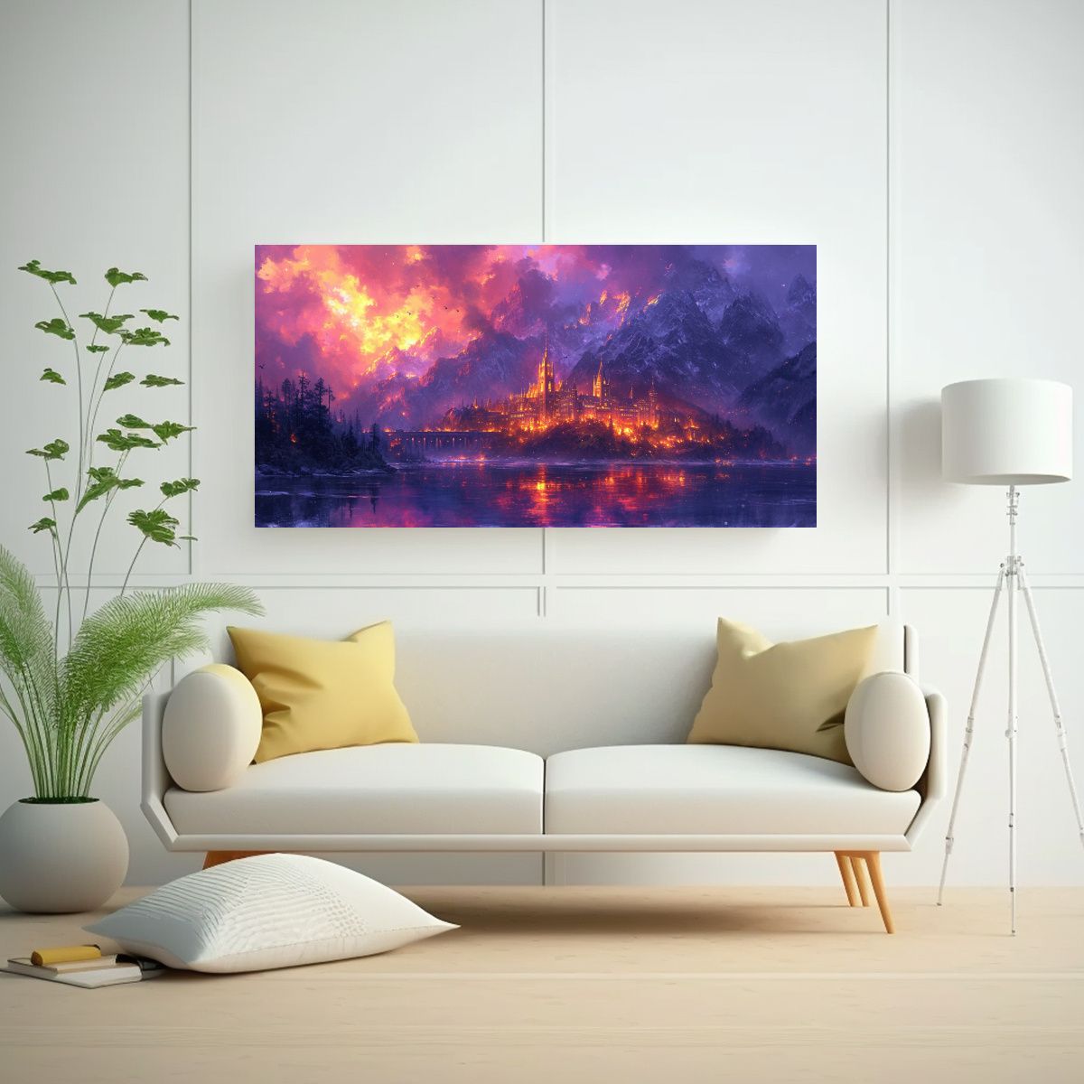 GENERICO - Paisaje Fantástico De Ciudad En La Montaña 80x40 Cm