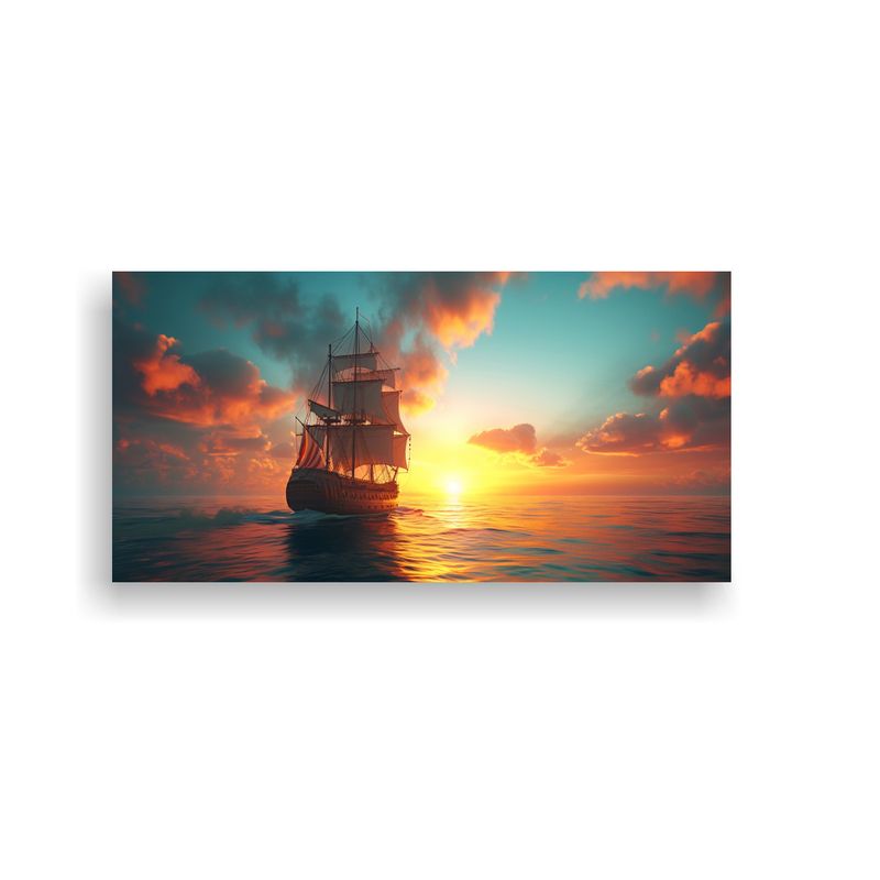 GENERICO - Cuadro Decorativo Barco Clásico Navega Al 80x40 Cm