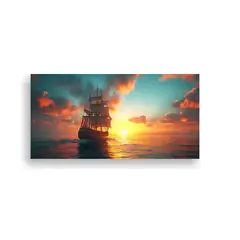GENERICO - Cuadro Decorativo Barco Clásico Navega Al 80x40 Cm