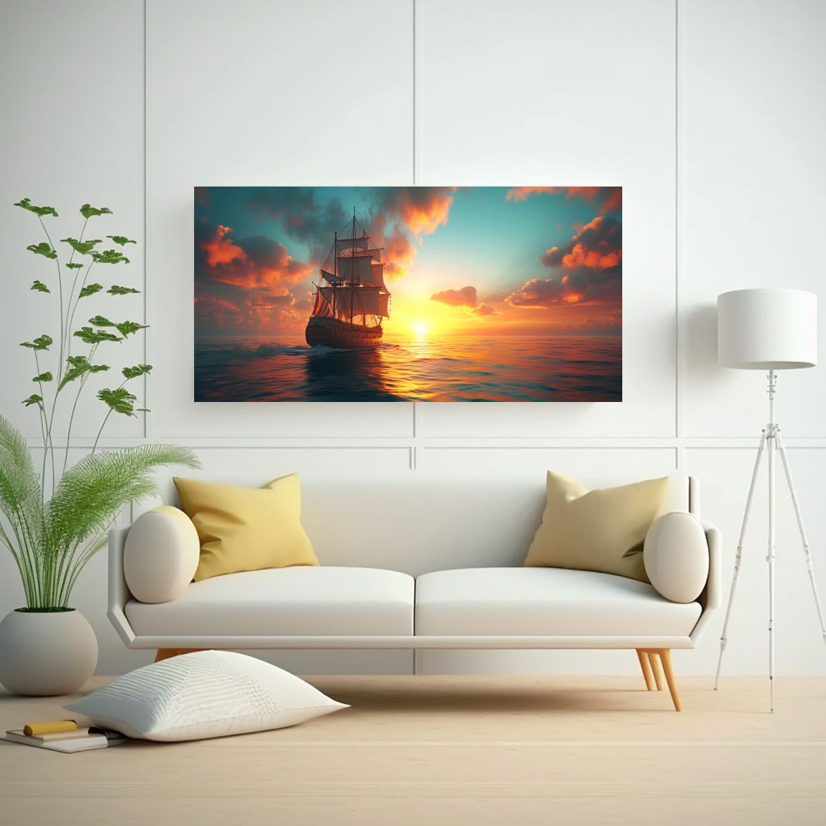 GENERICO - Cuadro Decorativo Barco Clásico Navega Al 100x50 Cm