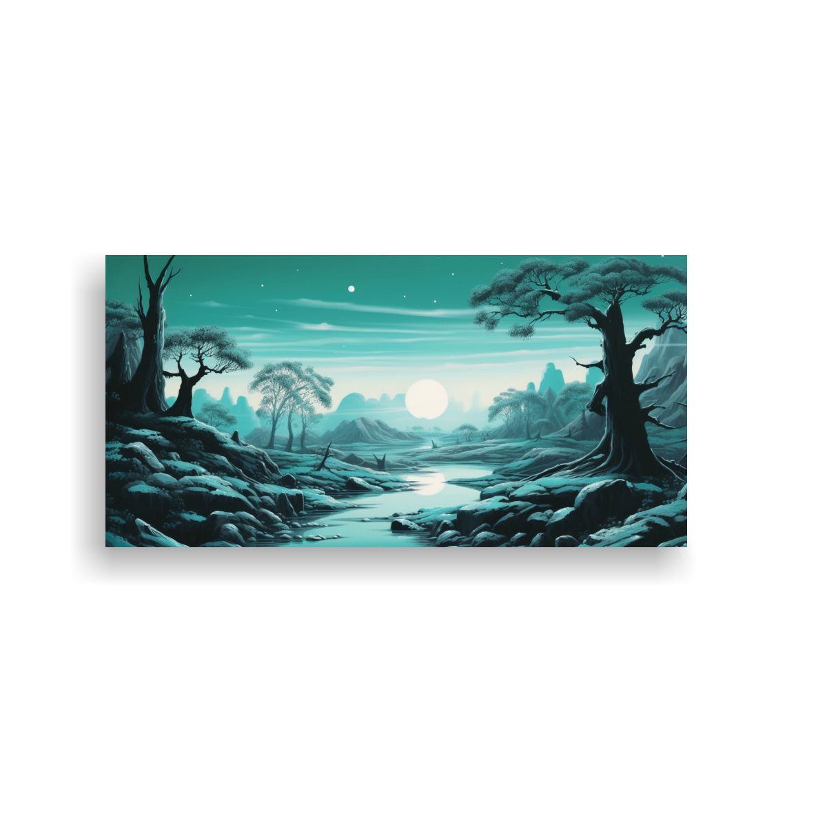 GENERICO - Pinturas Paisaje Azul Claro Y Esmeralda Oscuro 80x40 Cm