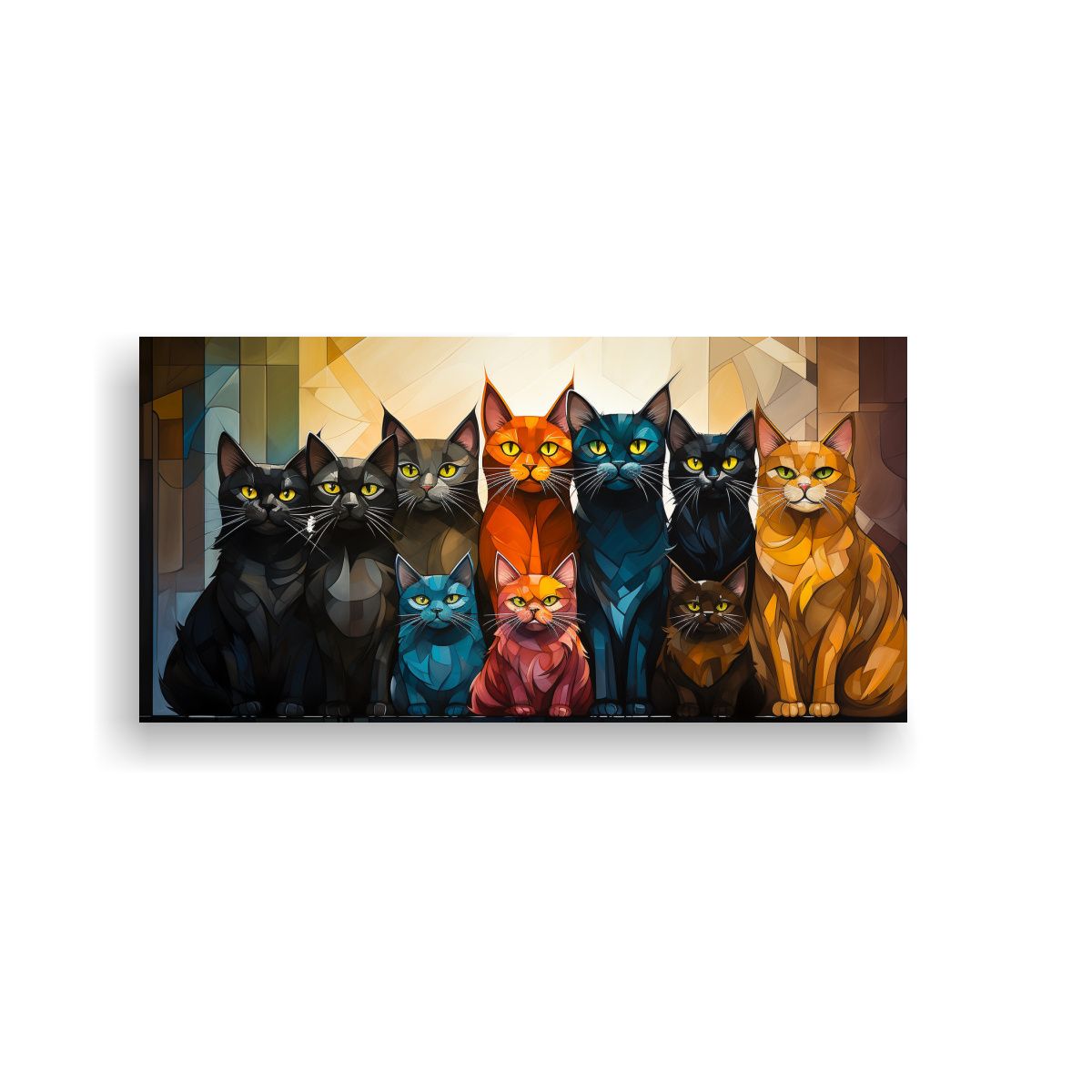 GENERICO - Cuadro Minimalista Gatos Perchados En Pila 60x30 Cm