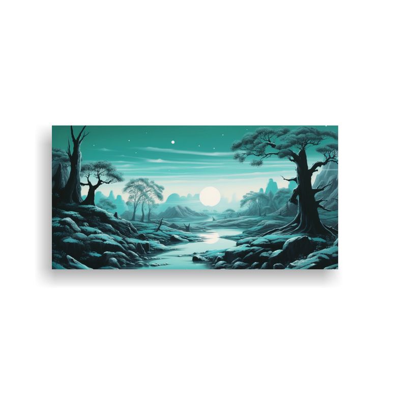 GENERICO - Pinturas Paisaje Azul Claro Y Esmeralda Oscuro 100x50 Cm