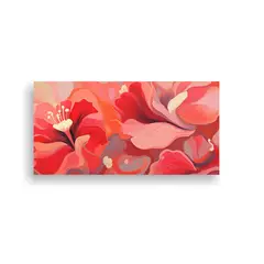 GENERICO - Pintura Roja Con Abstracto De Flores Rojas 100x50 Cm
