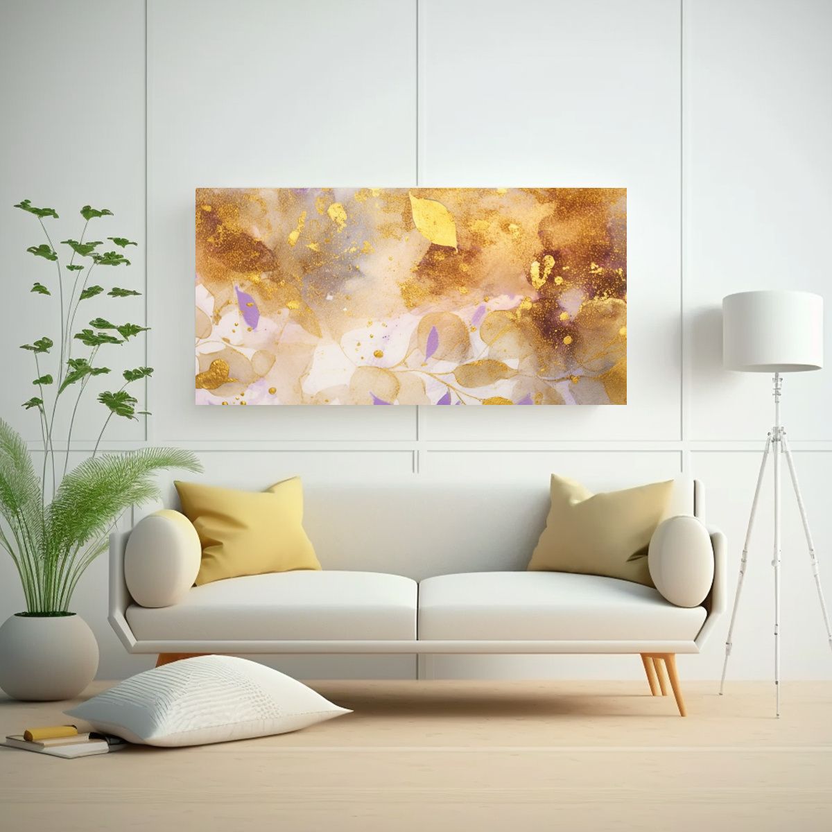 GENERICO - Pinturas Decorativas Estilo Acuarela En Violeta 60x30 Cm