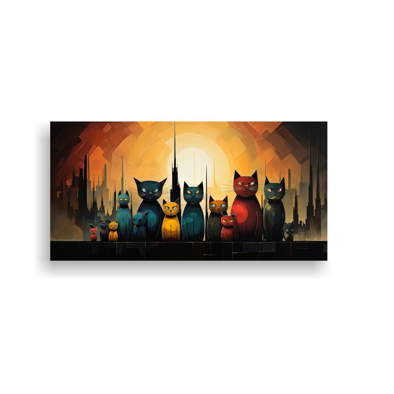 GENERICO - Cuadro Gatos Coloridos En Pila Mirando Al Frente 80x40 Cm