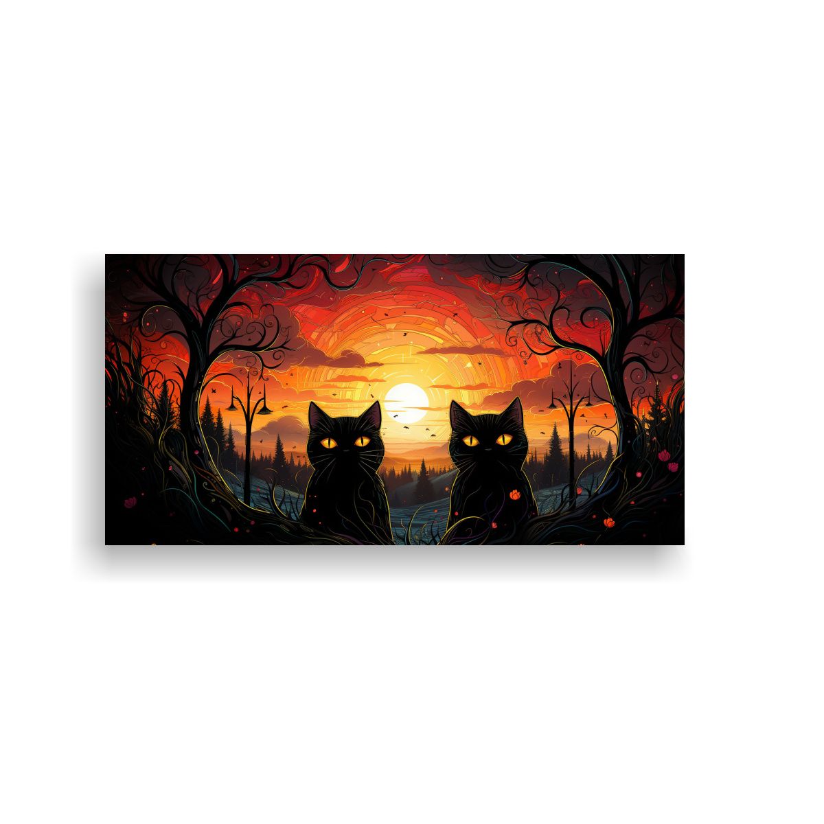 GENERICO - Cuadros De Decoración Con Gatos De Ojos Naranjas 100x50 Cm