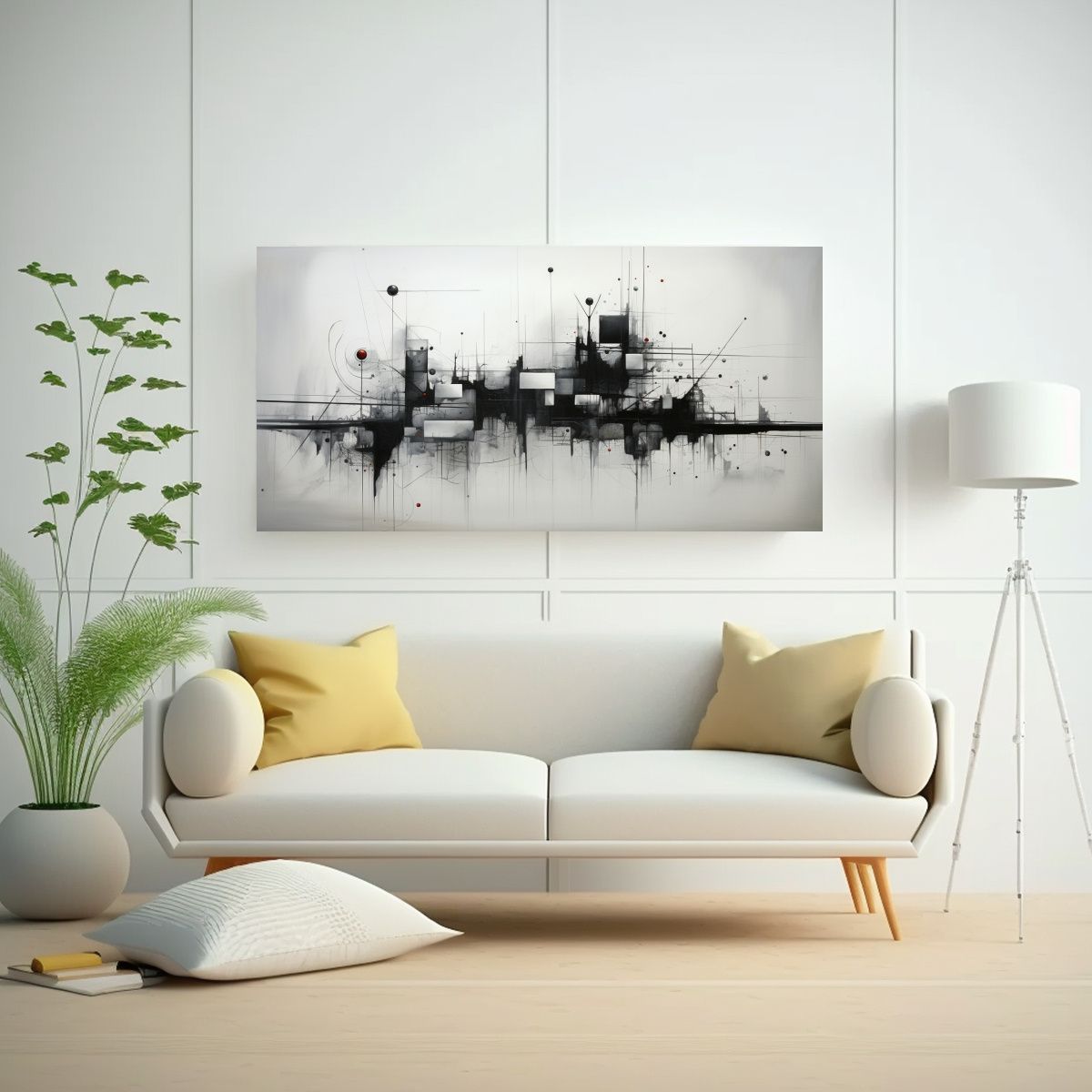 GENERICO - Cuadros Abstractos En Tonos Grises Para Decorar 80x40 Cm