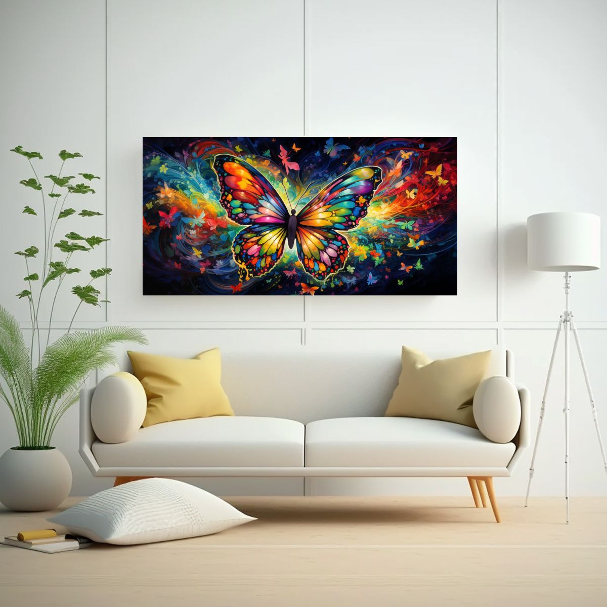 GENERICO - Cuadros Mariposas Abstractas Arte Inspirado En 100x50 Cm