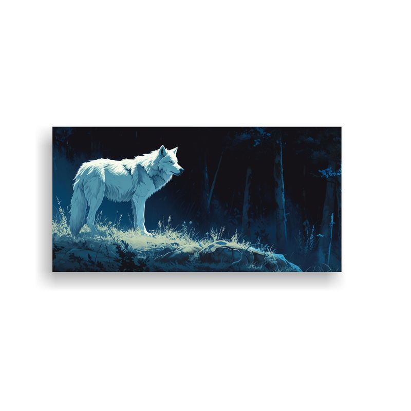 GENERICO - Cuadro En Lienzo Acuarela Lobo En El Bosque Por 60x30 Cm