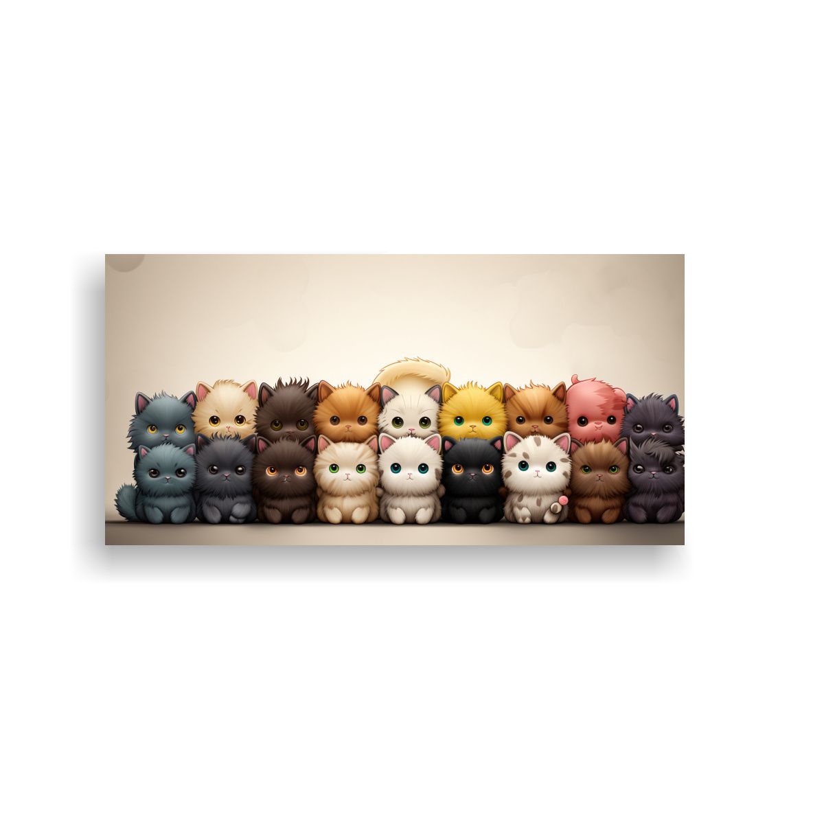 GENERICO - Imagen De Gatos Kawaii En Blanco Y Negro Para 60x30 Cm