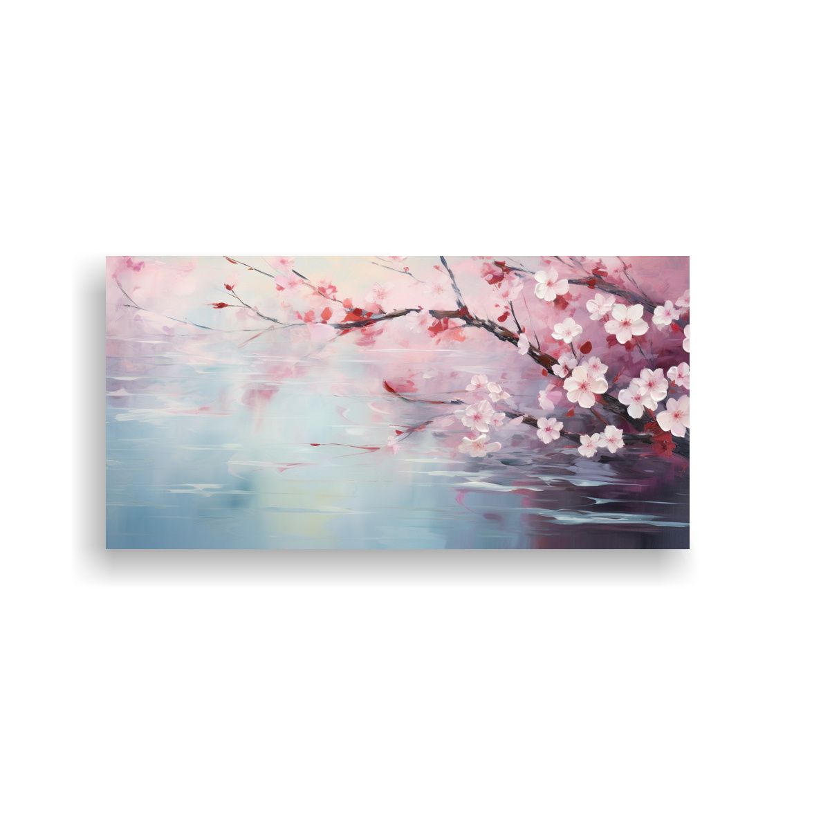 GENERICO - Cuadro Lienzo Tonalidades Cálidas Flores Cerezos 100x50 Cm