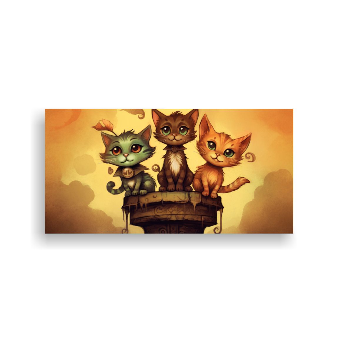 GENERICO - Cuadro De Decoración Con Cuatro Gatos Mirando 60x30 Cm