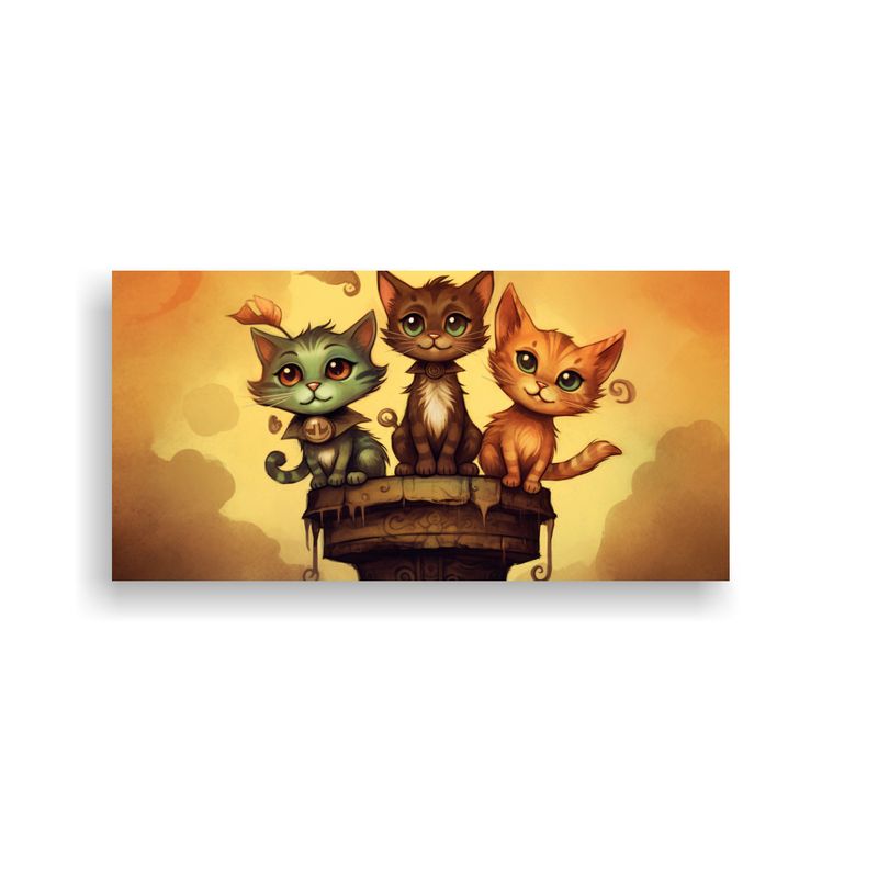 GENERICO - Cuadro De Decoración Con Cuatro Gatos Mirando 80x40 Cm