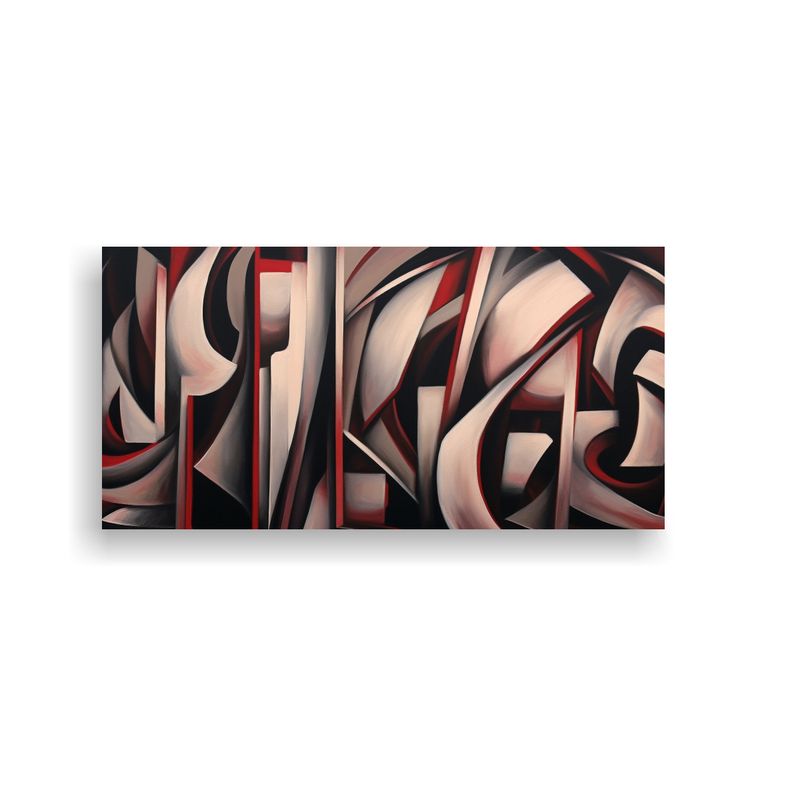 GENERICO - Pintura Abstracta En Tonos Monocromáticos De 60x30 Cm