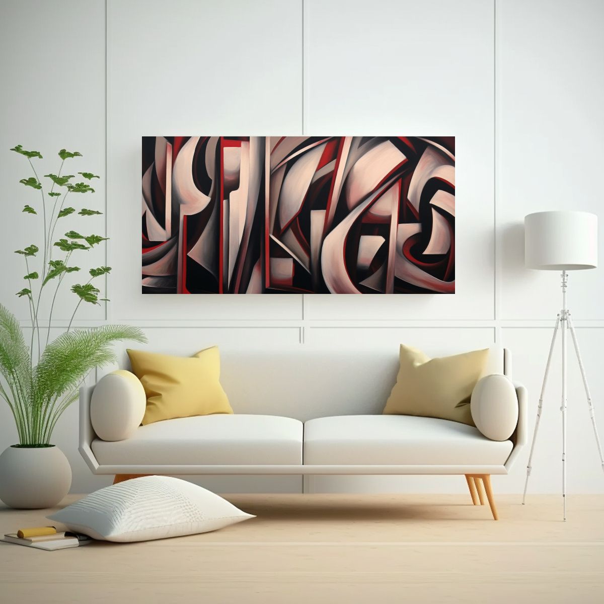 GENERICO - Pintura Abstracta En Tonos Monocromáticos De 80x40 Cm