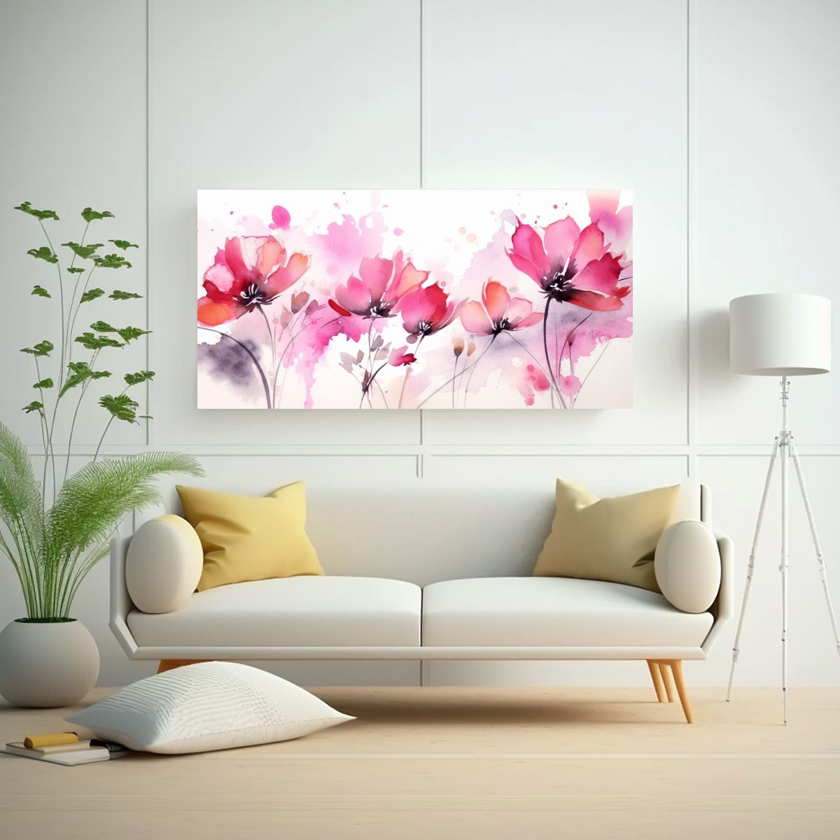 GENERICO - Pinturas De Pared Con Flores Rosas En Estilo 60x30 Cm